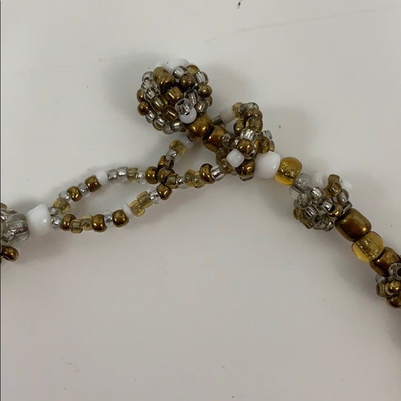 Amber & white beaded necklace - Picture 2 of 4